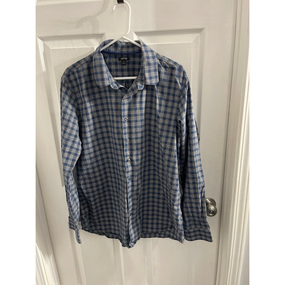 Apt. 9 Long Sleeve Button Down Shirt Size XLT Blue/Gray